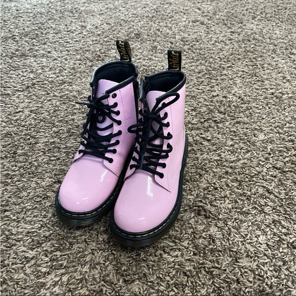 Dr Martens, shiny pink boots, kids size 2 - Picture 1 of 8